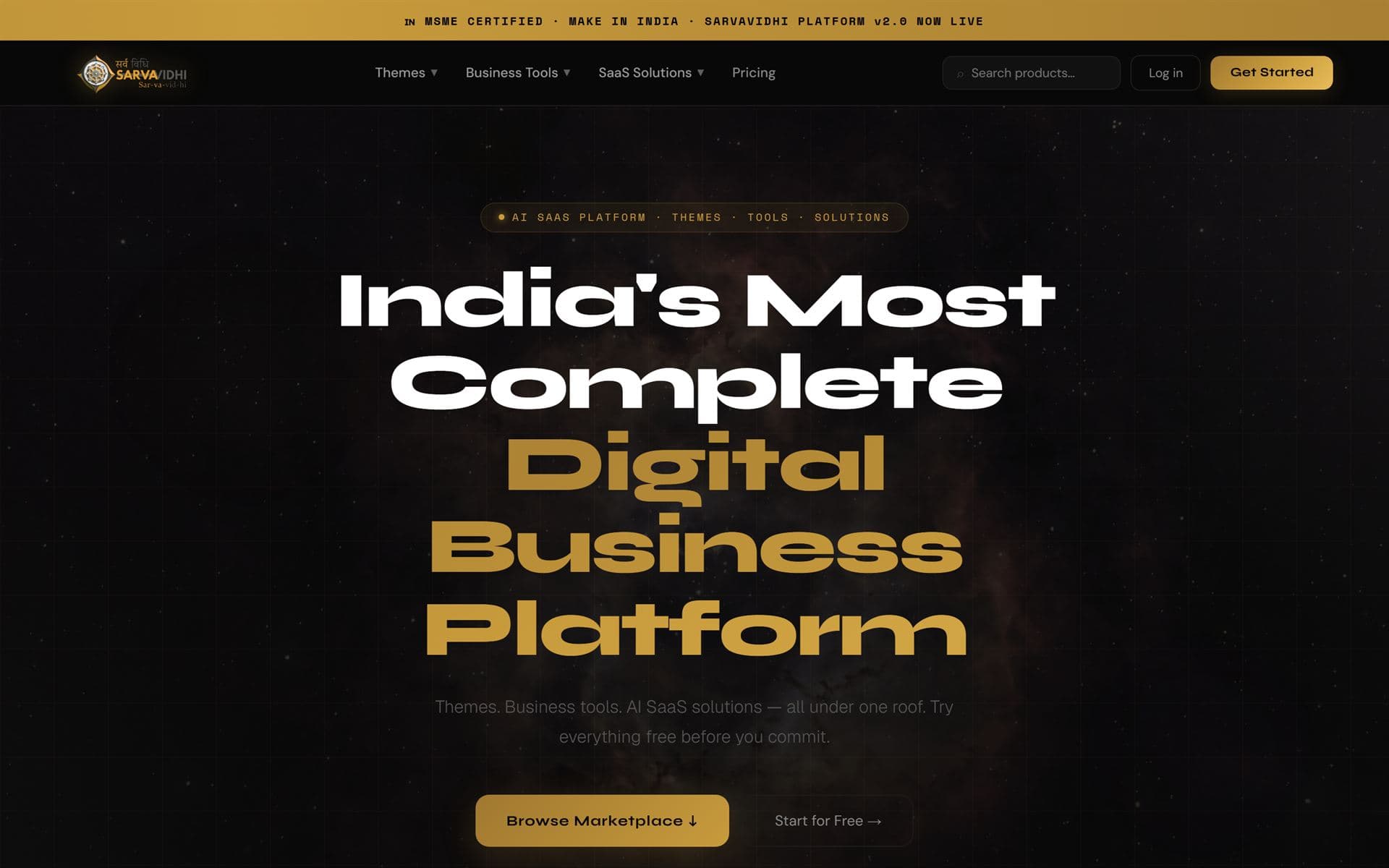 Sarvavidhi — India's most complete digital business platform.